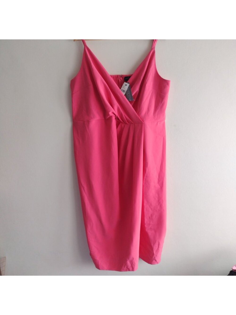 Lane Bryant Pleated Front Dress 20 NEW Hot Pink Sexy Flirty Midi - Picture 2 of 12